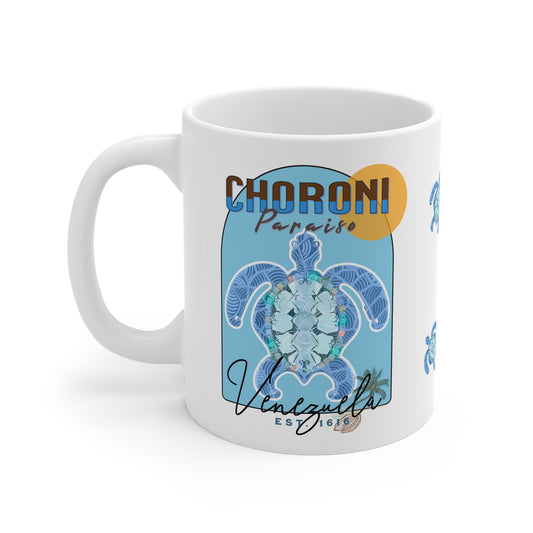 Choroni Paradise design, Venezuelan Beaches Collection, White Ceramic Mug.