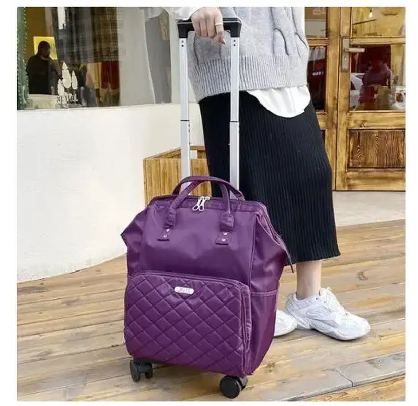 Wheeled Backpack for Women Travel Trolley Bags Travel Bag with Wheels Oxford Large Capacity Travel Rolling Luggage Backpack Bags