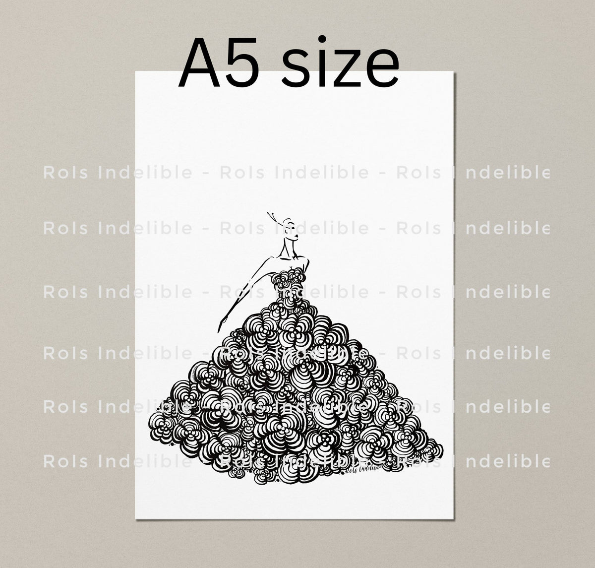 “Flower Dream” A5 size print fashion illustration